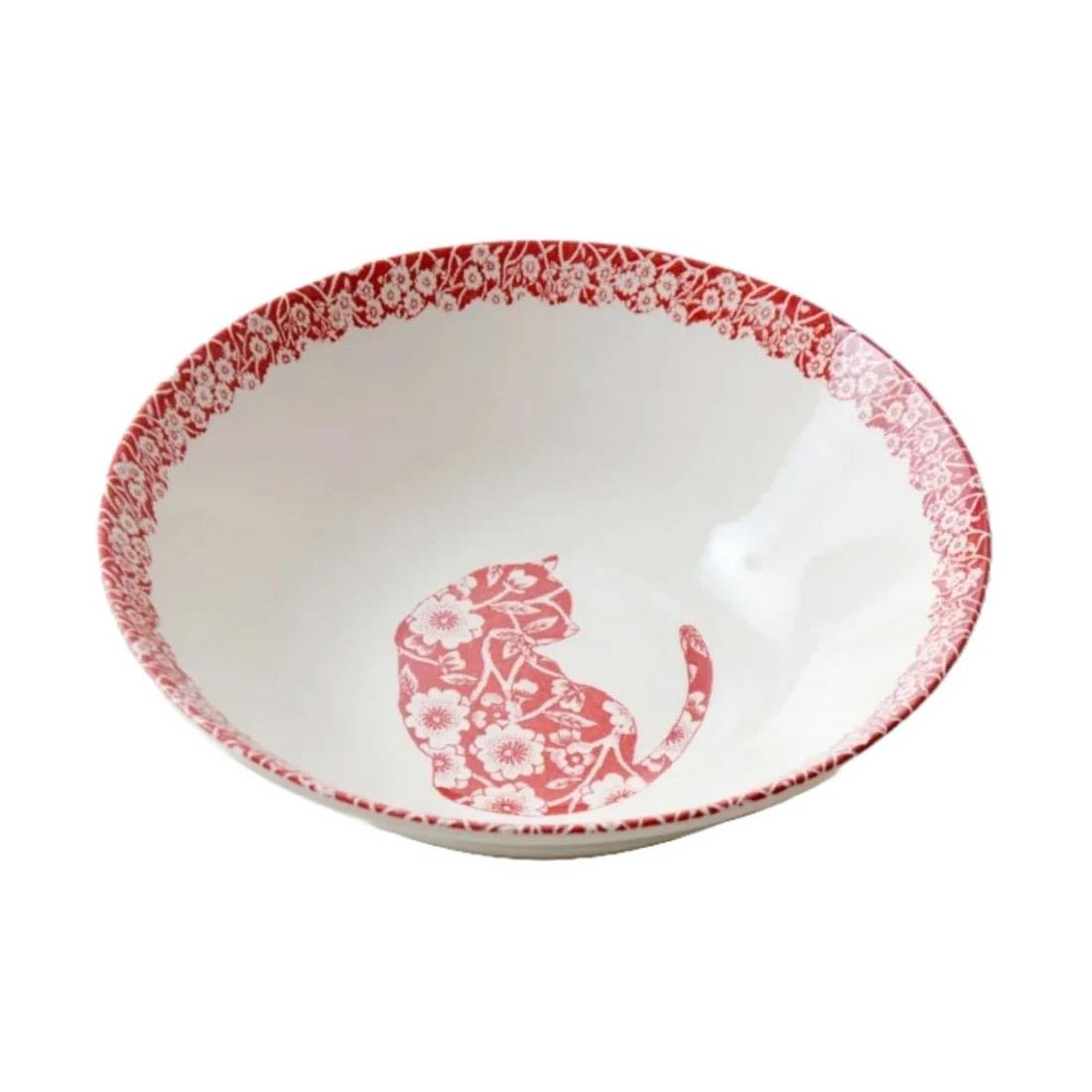 Burleigh Red Calico Cat Cereal Bowl 16cm